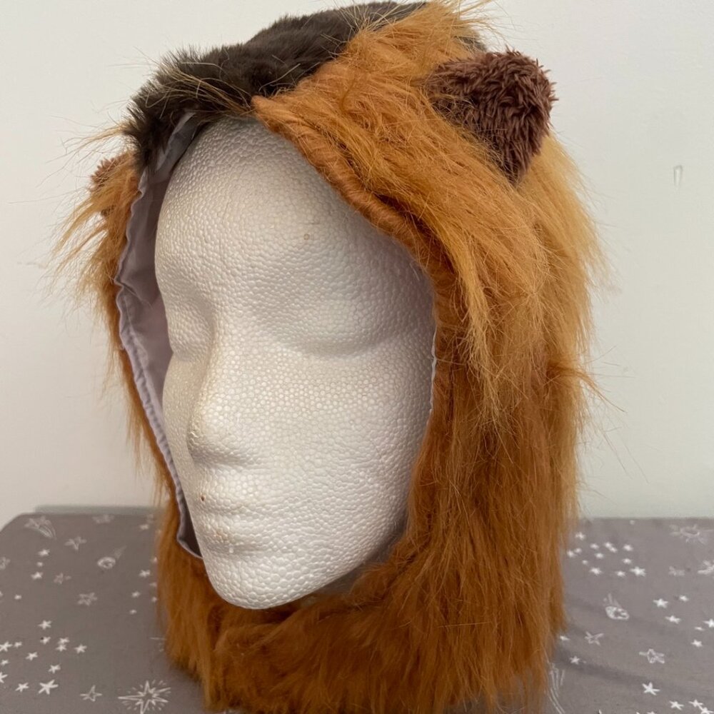 Furry Lion Costume Hood with Ears & Bow